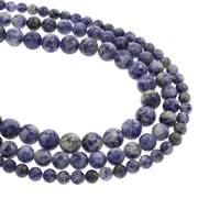 Blauer Tupfen Stein Perlen, blauer Punkt, rund, natürlich, verschiedene Größen vorhanden, Bohrung:ca. 1mm, verkauft per ca. 15.5 ZollInch Strang