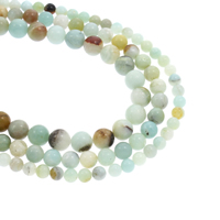 Amazonit Perlen, rund, natürlich, verschiedene Größen vorhanden, Bohrung:ca. 1mm, verkauft per ca. 15.5 ZollInch Strang