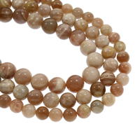 Sonnenstein Perle, rund, natürlich, verschiedene Größen vorhanden, Bohrung:ca. 1mm, verkauft per ca. 15.5 ZollInch Strang