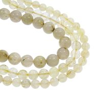 Rutilated Quartz Beads, Round, natural, different size for choice, gold, Hole:Approx 1mm, Sold Per Approx 15.5 Inch Strand