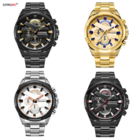 LONGBO®Men Smykker Watch, Stainless Steel, med Glas & Zinc Alloy, forgyldt, for mennesket, flere farver til valg, nikkel, bly & cadmium fri, 45mm, Længde Ca. 10.6 inch, Solgt af PC