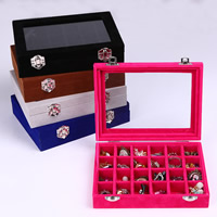 Multifunctional Jewelry Box Wood with Velveteen & Glass & Zinc Alloy plated Sold By PC