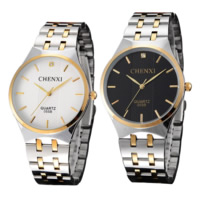 CHENXI® Unisex Smykker Watch, Stainless Steel, med zink legering dial & Glas, forgyldt, forskellige længde for valg & vandtæt & med rhinestone, flere farver til valg, 3pc'er/Lot, Solgt af Lot