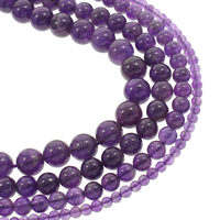 Natural Amethyst Beads Round February Birthstone Grade AAA Sold Per Approx 15.5 Inch Strand