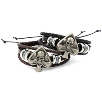 Men Bracelet, PU Leather, with Linen & Non Magnetic Hematite & Tibetan Style, plated, adjustable & for man & 3-strand, more colors for choice, nickel, lead & cadmium free, 30mm, Sold Per Approx 7 Inch Strand