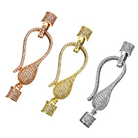 Cubic Zirconia Micro Pave Brass Connector, plated, with end cap & micro pave cubic zirconia, more colors for choice, nickel, lead & cadmium free, 14.5x32.5x4mm, 40mm, 6x13.5x7mm, Hole:Approx 2.5x1mm, 10PCs/Lot, Sold By Lot