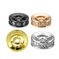 Brass Spacer Beads Rondelle plated & micro pave cubic zirconia nickel lead & cadmium free Sold By Lot