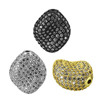 Cubic Zirconia Micro Pave Brass Beads, plated, micro pave cubic zirconia, more colors for choice, nickel, lead & cadmium free, 20x17x9mm, Hole:Approx 1.3mm, 10PCs/Lot, Sold By Lot