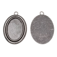 Tibetan Style Cabochon Setting, Flat Oval, antique silver color plated, lead & cadmium free, 30x44x2mm, Hole:Approx 3mm, Inner Diameter:Approx 20x30mm, Approx 500PCs/KG, Sold By KG