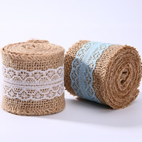 Linen Cloth, with Lace, woven, more colors for choice, 60mm, 2m/PC, Sold By PC