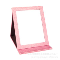 PU Cosmetic Mirror, med Glas, Rektangel, fler färger för val, nickel, bly och kadmium gratis, 200x160x20mm, 6PC/Lot, Säljs av Lot