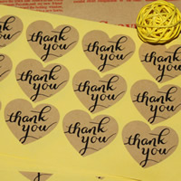 Sealing Sticker Kraft Heart word thank you sticky nickel lead & cadmium free Sold By Bag