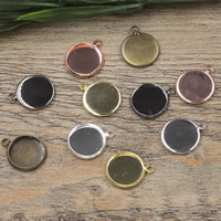 Brass Pendant Setting, Flat Round, plated, different inner diameter for choice, more colors for choice, nickel, lead & cadmium free, 10-25mm, Hole:Approx 1.5mm, 50PCs/Bag, Sold By Bag