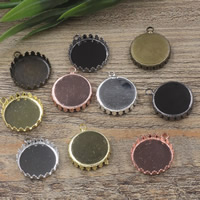 Brass Pendant Setting, Flat Round, plated, different inner diameter for choice, more colors for choice, nickel, lead & cadmium free, 15-25mm, Hole:Approx 1.5mm, 20PCs/Bag, Sold By Bag