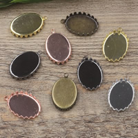 Brass Pendant Setting, Flat Oval, plated, different inner diameter for choice, more colors for choice, nickel, lead & cadmium free, 13-25mm, Hole:Approx 2mm, 20PCs/Bag, Sold By Bag