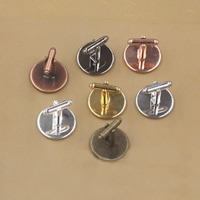 Cufflinks Findings, Brass, Flat Round, plated, different inner diameter for choice, more colors for choice, nickel, lead & cadmium free, 12-20mm, 20PCs/Bag, Sold By Bag