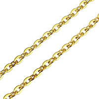 Halskette, Edelstahl, goldfarben plattiert, Oval-Kette, 4x3x0.80mm, Länge:ca. 30 ZollInch, 5SträngeStrang/Menge, verkauft von Menge