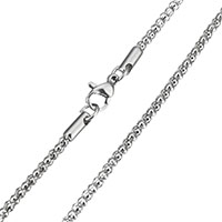 Rustfrit Stål Nekclace Chain, Stainless Steel, oprindelige farve, 2.50mm, Solgt Per Ca. 24 inch Strand