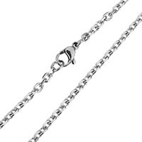 Stainless Steel Chain Necklace, oval chain, original color, 4x3x1mm, Length:Approx 19.6 Inch, 5Strands/Lot, Sold By Lot