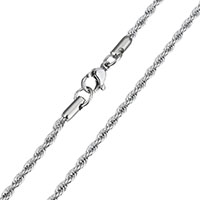 Stainless Steel Necklace Chain, rope chain, original color, 2.50mm, Length:Approx 27 Inch, 5Strands/Lot, Sold By Lot