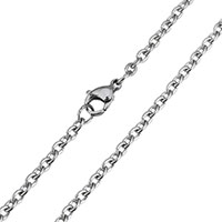 Stainless Steel Chain Necklace, oval chain, original color, 4x3x1mm, Length:Approx 24 Inch, 5Strands/Lot, Sold By Lot