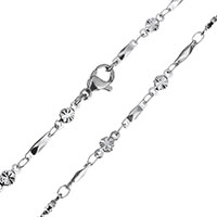 Stainless Steel Chain halskæde, rillede cut, oprindelige farve, 8.5x2x2mm, 8x3.5x1.5mm, Solgt Per Ca. 17 inch Strand