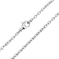 Stainless Steel Necklace Chain, oval chain, original color, 3.50x2.50x0.50mm, Length:Approx 17.5 Inch, 5Strands/Lot, Sold By Lot