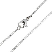 Stainless Steel Chain Necklace, bar chain, original color, 4.50x1.50x0.50mm, Length:Approx 18 Inch, 5Strands/Lot, Sold By Lot