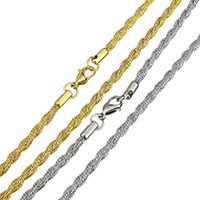 Stainless Steel Chain halskæde, forgyldt, flere farver til valg, 4mm, Solgt Per Ca. 15.75 inch Strand