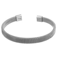 acier inoxydable bracelet manchette, unisexe & ouvert, couleur originale, 8x3mm, Diamètre intérieur:Environ 65x53mm, Vendu par brin