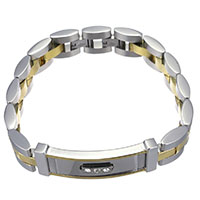 Unisex Bracelet Stainless Steel plated with rhinestone & two tone Length Approx 8.5 Inch Sold By Lot