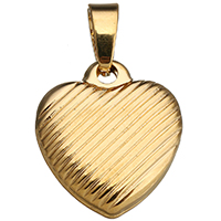 Coração de aço inoxidável pingentes, cromado de cor dourada, 18.50x21x5mm, Buraco:Aprox 6x8mm, vendido por PC