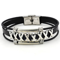 Unisex Bracelet PU Leather with Stainless Steel plated  nickel lead & cadmium free 6mm Sold Per Approx 8.2 Inch Strand