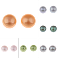 Cultured Half Drilled Freshwater Pearl Beads, Potato, 8.5-9mm, Hole:Approx 0.8mm, Sold By Pair