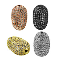 Cubic Zirconia Micro Pave Brass Beads, Flat Oval, plated, micro pave cubic zirconia, more colors for choice, nickel, lead & cadmium free, 20x12.50x9mm, Hole:Approx 1.5mm, 5PCs/Lot, Sold By Lot