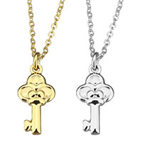 Edelstahl Schmuck Halskette, Schlüssel, plattiert, Oval-Kette & für Frau, keine, 9.5x18mm, 1.5mm, verkauft per ca. 18 ZollInch Strang