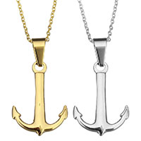 Stainless Steel Jewelry Necklace Anchor plated nautical pattern & oval chain & for woman 1.5mm Sold Per Approx 18 Inch Strand