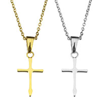 Edelstahl Schmuck Halskette, Kreuz, plattiert, Oval-Kette & für Frau, keine, 12x21mm, 1.5mm, verkauft per ca. 18 ZollInch Strang