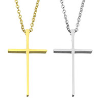 Edelstahl Schmuck Halskette, Kreuz, plattiert, Oval-Kette & für Frau, keine, 17x30mm, 1.5mm, verkauft per ca. 18 ZollInch Strang