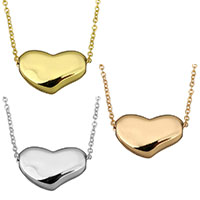 Stainless Steel Jewelry Necklace, Heart, plated, oval chain & for woman, more colors for choice, 19.5x13mm, 1.5mm, Sold Per Approx 17 Inch Strand