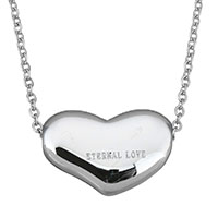 Stainless Steel Jewelry Necklace Heart eternal love oval chain & with letter pattern & for woman original color 1.5mm Sold Per Approx 17 Inch Strand