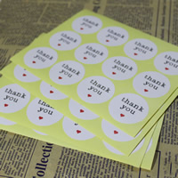 Sealing Sticker, Paper, Flat Round, word thank you, sticky, 38mm, 100Sets/Bag, 12PCs/Set, Sold By Bag