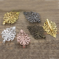 Hair Clip Findings, Brass, with Iron, Flower, plated, more colors for choice, nickel, lead & cadmium free, 48x35mm, 10PCs/Bag, Sold By Bag