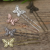 Hair Stick Findings Brass with Iron Butterfly plated nickel lead & cadmium free Sold By Bag