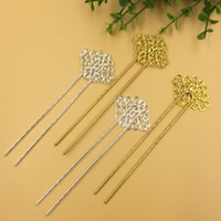 Hair Stick Findings Brass with Iron Flower plated nickel lead & cadmium free Sold By Bag
