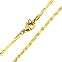 Stainless Steel Necklace Chain, gold color plated, 2x0.50mm, Length:Approx 17.5 Inch, 5Strands/Lot, Sold By Lot