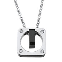 Stainless Steel Jewelry Necklace Square plated oval chain & for woman & with cubic zirconia & two tone 2mm Sold Per Approx 19 Inch Strand