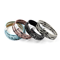 Unisex Bracelet PU Leather zinc alloy magnetic clasp platinum color plated  & snakeskin pattern 5mm Sold Per Approx 22.4 Inch Strand