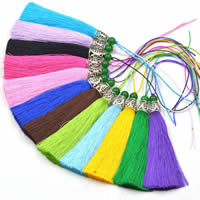 Decorative Tassel, Polyester, with Resin & Tibetan Style, antique silver color plated, more colors for choice, 110mm, Sold By PC