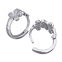 925 Sterling Silver Huggie Hoop Earring, Flower, for woman & with cubic zirconia, 7x13mm, 5Pairs/Lot, Sold By Lot
